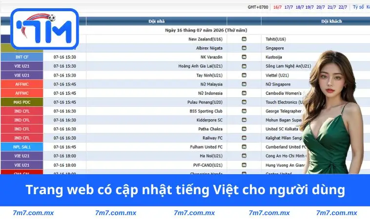 Trang web có cập nhật tiếng Việt cho người dùng